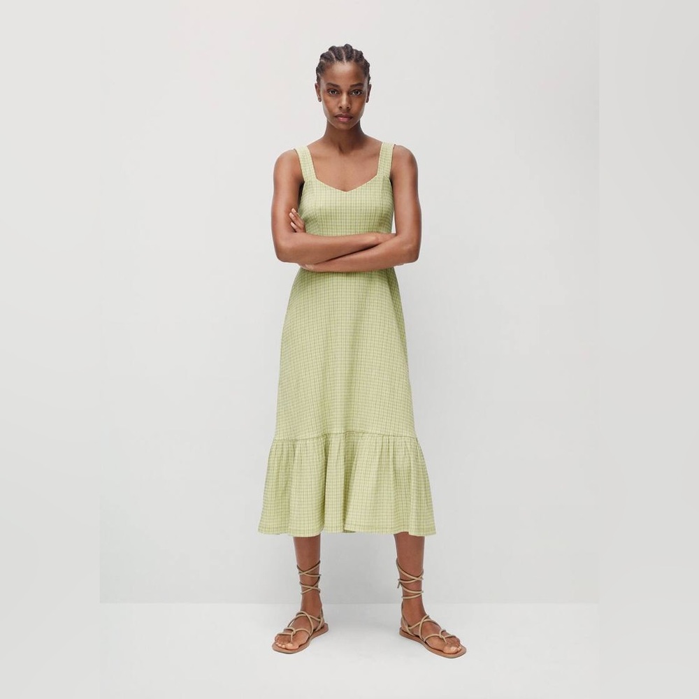Mango | Green Gingham Check Dress | Size 6